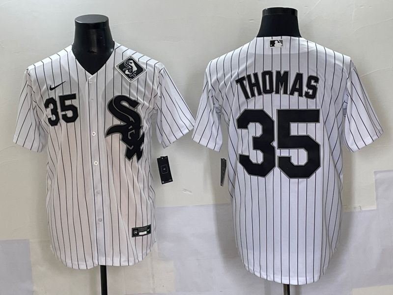 Men 2025 Chicago White Sox #35 Thomas White Stripe Game Nike MLB Jersey style 10